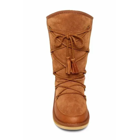 NIB Australia Luxe Collective Norse in Chestnut Shearling Lined Lace-up Boot 5